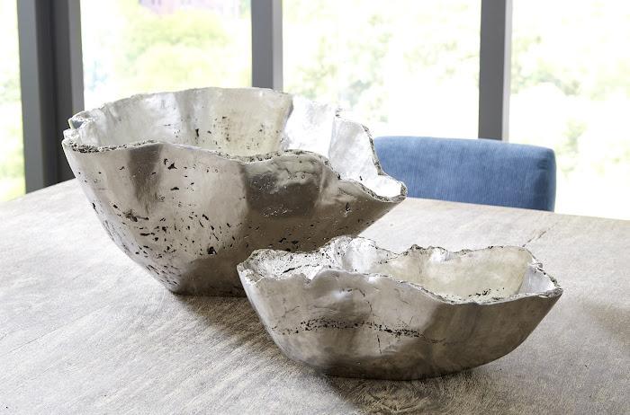 Cast Onyx Bowl, Silver Leaf, Large